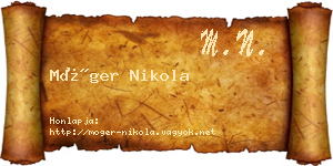 Móger Nikola névjegykártya